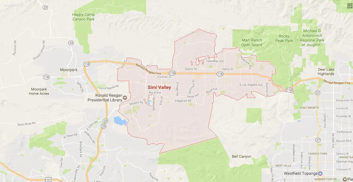 Simi Valley Service Area Map