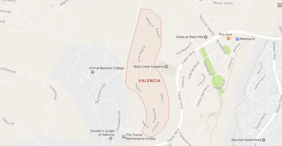 Valencia Service Area Map