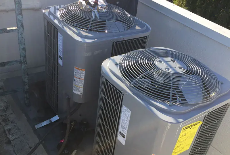 Zodiac Heating and Air Conditioning installed these two residential condensers on the roof of this building. Our team of experts installs hundreds of rooftop air conditioners in Calabasas and surrounding cities each year.