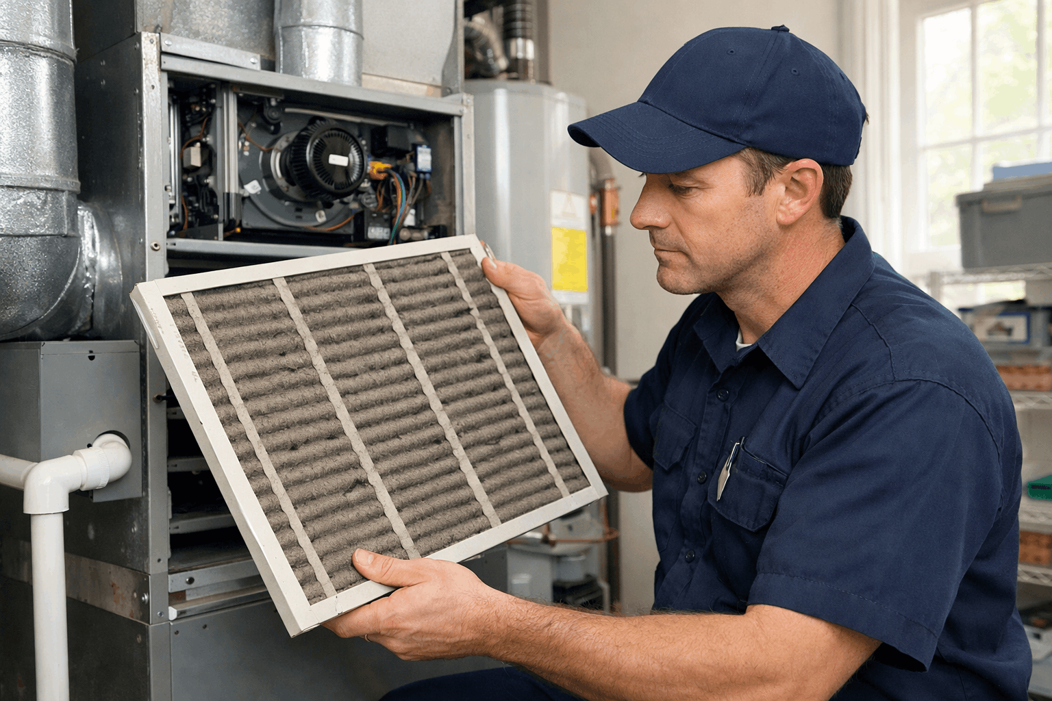 Clogged HVAC air filter due to delayed HVAC service