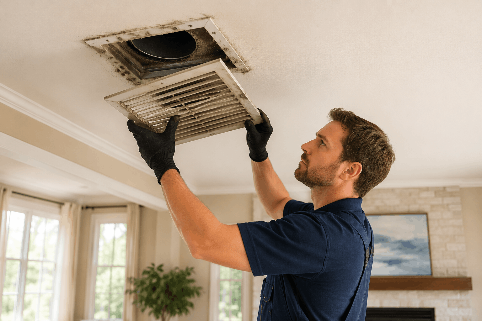 Dirty air vent inspection for dust coming from air vents after changing filter