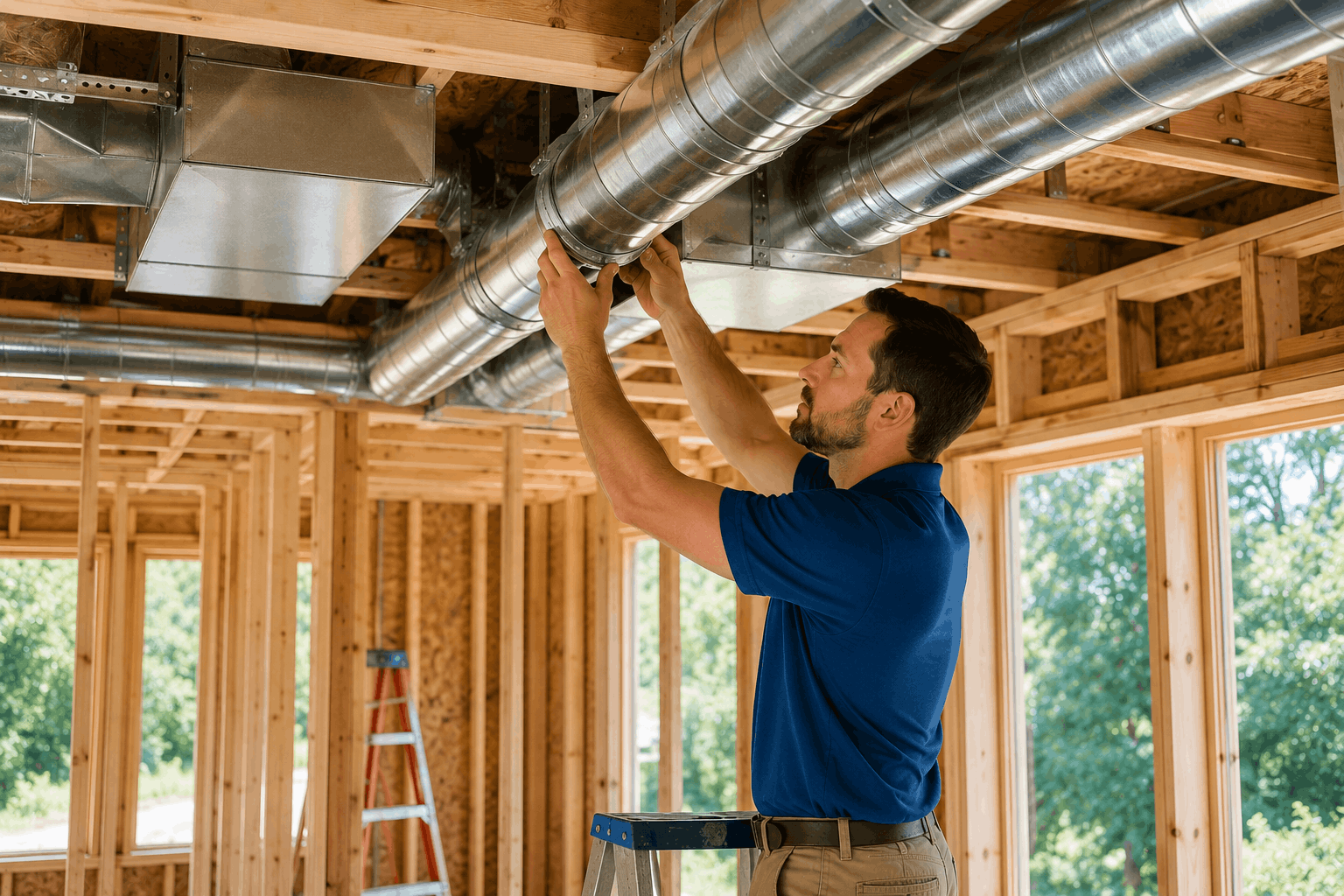 Installing HVAC system in home addition with new ductwork setup